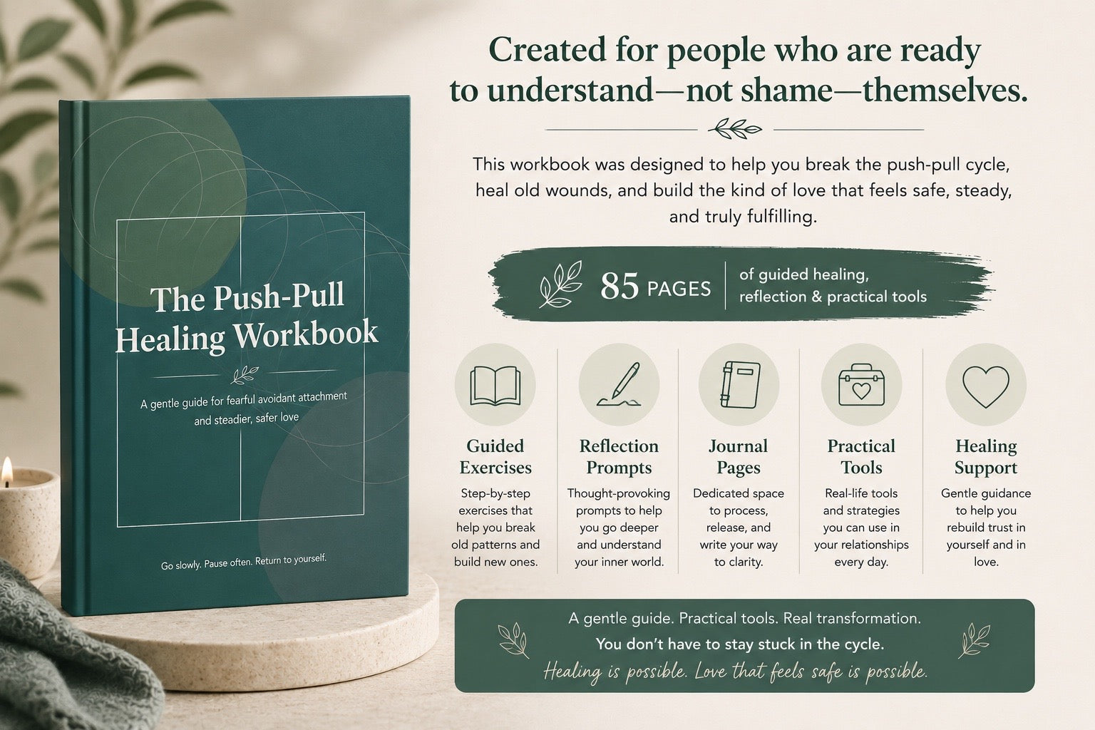 The Fearful Avoidant Healing Workbook 85 Pages to Break the Push-pull Cycle & Build Secure Love